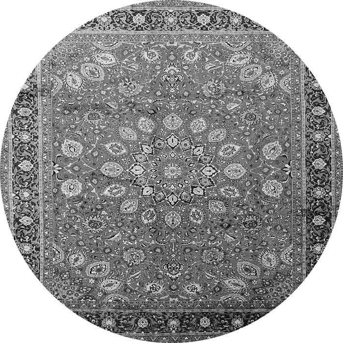 Machine Washable Medallion Gray Traditional Rug, wshtr245gry