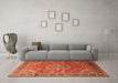 Machine Washable Medallion Orange Traditional Area Rugs in a Living Room, wshtr245org