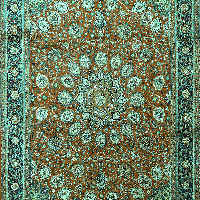 Machine Washable Medallion Turquoise Traditional Area Rugs, wshtr245turq