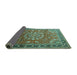 Sideview of Medallion Turquoise Traditional Rug, tr245turq