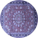 Round Medallion Blue Traditional Rug, tr245blu