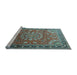 Sideview of Machine Washable Medallion Light Blue Traditional Rug, wshtr245lblu