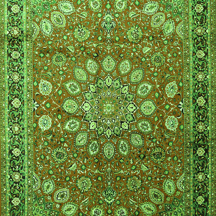 Serging Thickness of Machine Washable Medallion Green Traditional Area Rugs, wshtr245grn