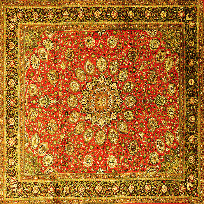Square Medallion Yellow Traditional Rug, tr245yw