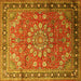 Square Medallion Yellow Traditional Rug, tr245yw