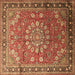 Square Medallion Brown Traditional Rug, tr245brn