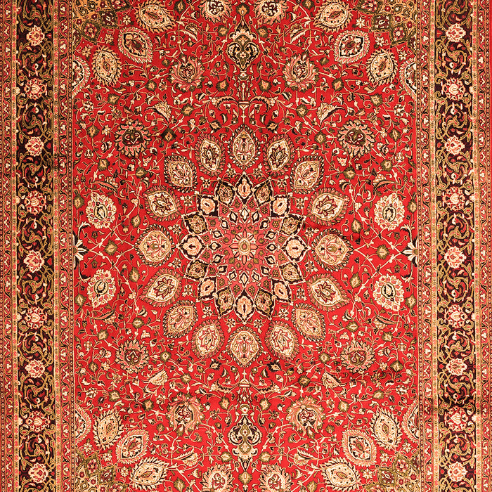 Serging Thickness of Machine Washable Medallion Orange Traditional Area Rugs, wshtr245org