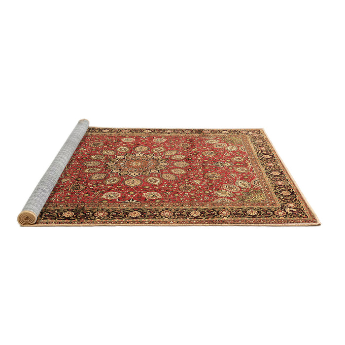 Sideview of Machine Washable Medallion Brown Traditional Rug, wshtr245brn