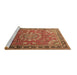 Sideview of Machine Washable Medallion Brown Traditional Rug, wshtr245brn