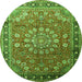 Square Medallion Green Traditional Rug, tr245grn