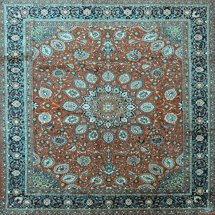 Square Medallion Light Blue Traditional Rug, tr245lblu