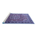 Sideview of Machine Washable Medallion Blue Traditional Rug, wshtr245blu