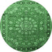 Round Medallion Emerald Green Traditional Rug, tr245emgrn