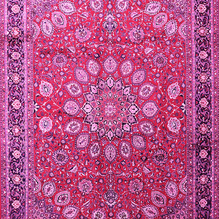 Machine Washable Medallion Pink Traditional Rug, wshtr245pnk