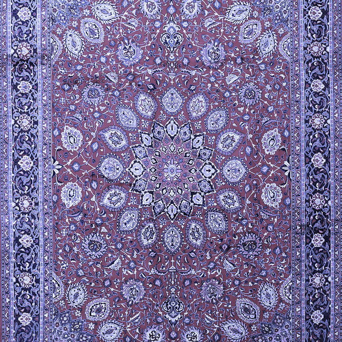 Machine Washable Medallion Blue Traditional Rug, wshtr245blu