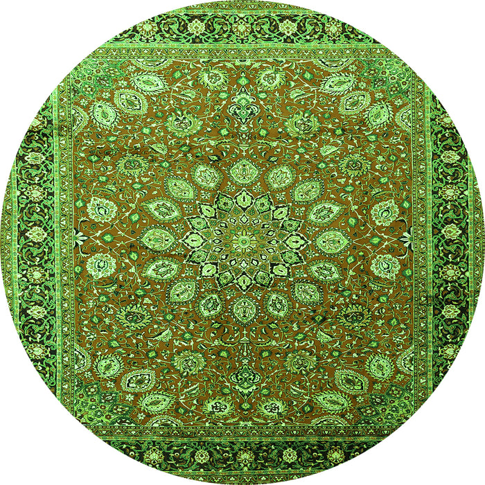 Machine Washable Medallion Green Traditional Area Rugs, wshtr245grn