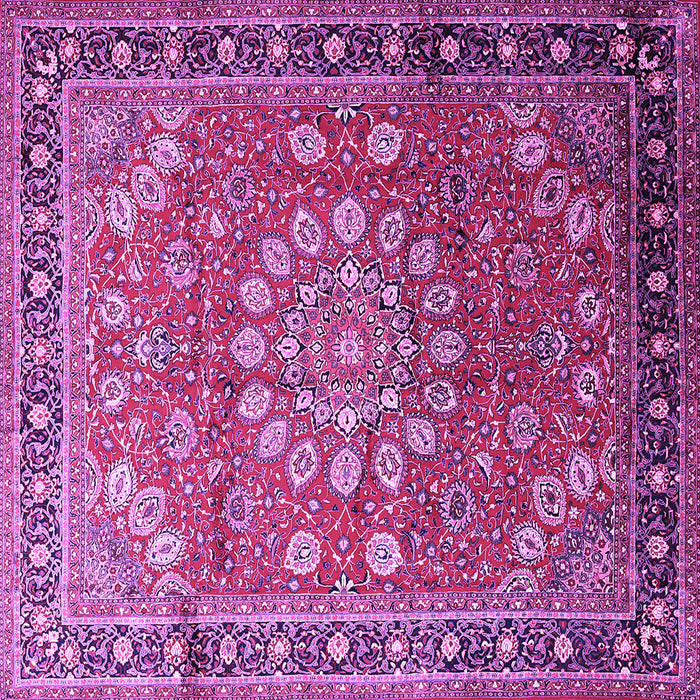 Square Machine Washable Medallion Purple Traditional Area Rugs, wshtr245pur