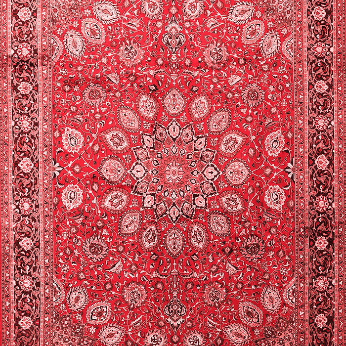 Machine Washable Medallion Red Traditional Rug, wshtr245red