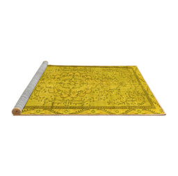 Sideview of Machine Washable Persian Yellow Traditional Rug, wshtr2460yw