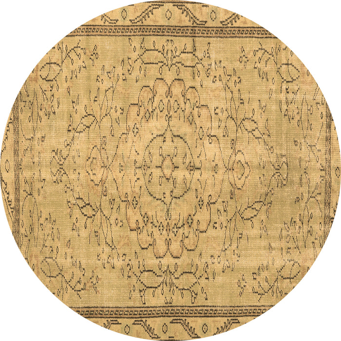 Round Machine Washable Persian Brown Traditional Rug, wshtr2460brn