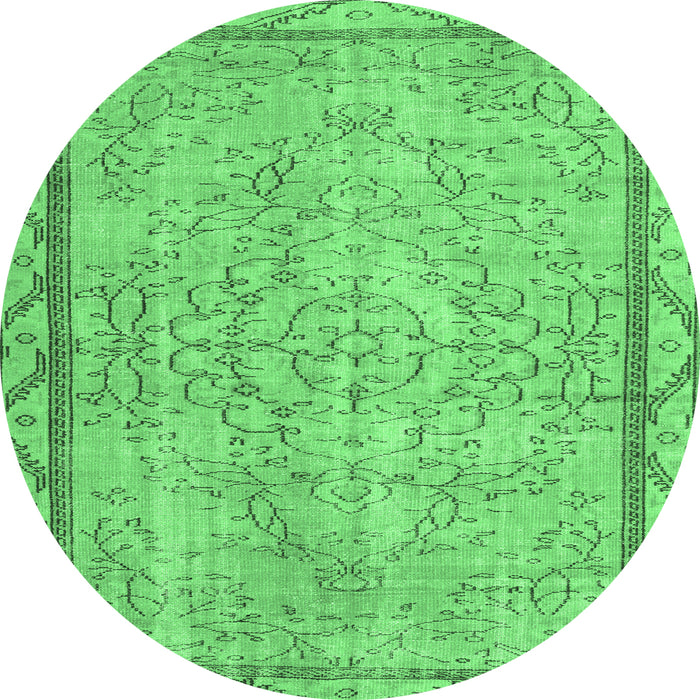 Round Persian Emerald Green Traditional Rug, tr2460emgrn