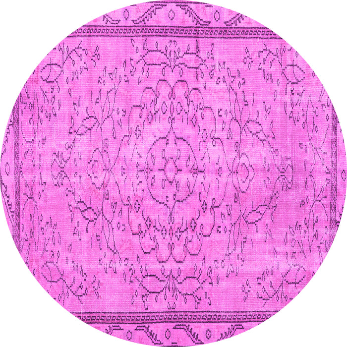 Round Machine Washable Persian Pink Traditional Rug, wshtr2460pnk