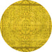 Round Persian Yellow Traditional Rug, tr2460yw