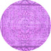 Round Machine Washable Persian Purple Traditional Area Rugs, wshtr2460pur