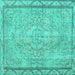 Square Machine Washable Persian Turquoise Traditional Area Rugs, wshtr2460turq