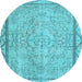 Round Persian Light Blue Traditional Rug, tr2460lblu