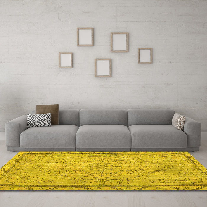 Machine Washable Persian Yellow Traditional Rug in a Living Room, wshtr2460yw