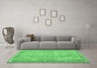 Machine Washable Persian Emerald Green Traditional Area Rugs in a Living Room,, wshtr2460emgrn