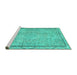 Sideview of Machine Washable Persian Turquoise Traditional Area Rugs, wshtr2460turq