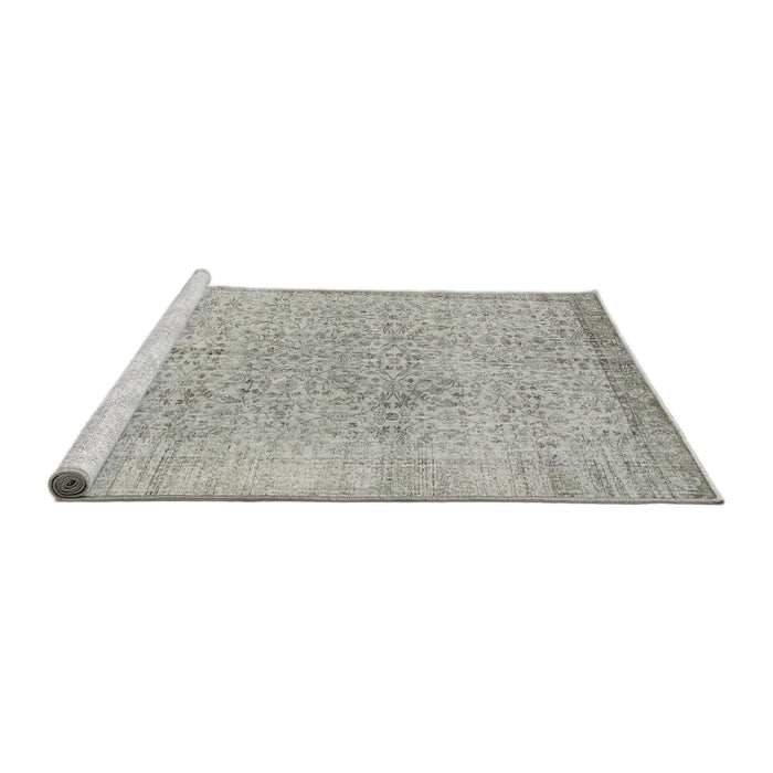 Sideview of Machine Washable Traditional Grey Gray Rug, wshtr2461