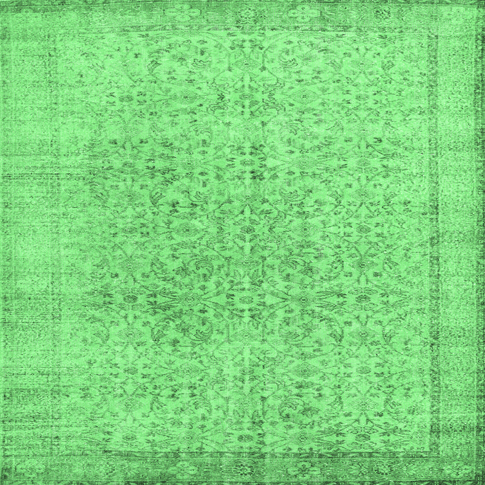 Square Machine Washable Persian Emerald Green Traditional Area Rugs, wshtr2461emgrn