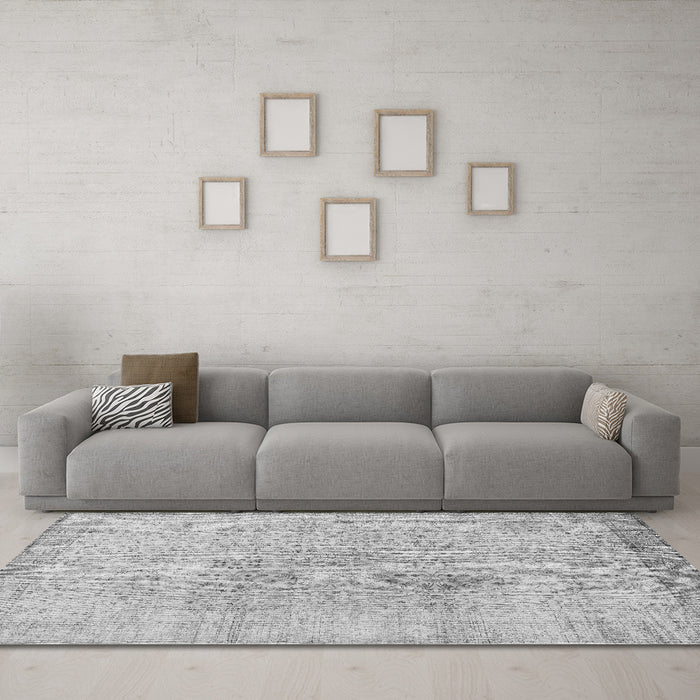 Machine Washable Persian Gray Traditional Rug in a Living Room,, wshtr2461gry