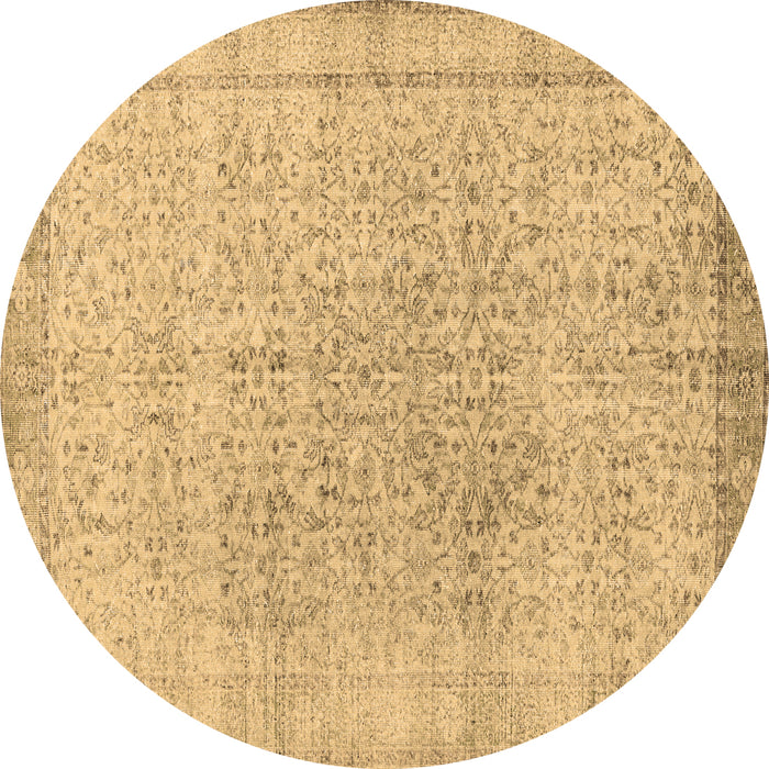 Round Persian Brown Traditional Rug, tr2461brn