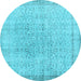 Round Persian Light Blue Traditional Rug, tr2461lblu