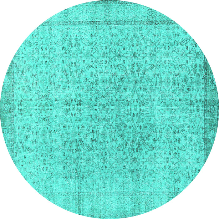Round Persian Turquoise Traditional Rug, tr2461turq
