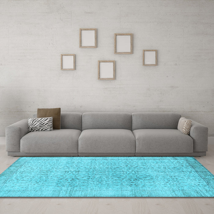 Machine Washable Persian Light Blue Traditional Rug in a Living Room, wshtr2461lblu
