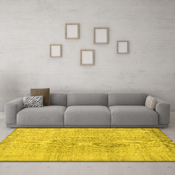 Machine Washable Persian Yellow Traditional Rug in a Living Room, wshtr2461yw