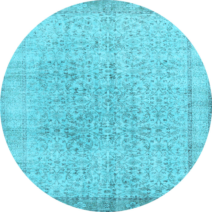 Round Machine Washable Persian Light Blue Traditional Rug, wshtr2461lblu