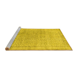 Sideview of Machine Washable Persian Yellow Traditional Rug, wshtr2461yw