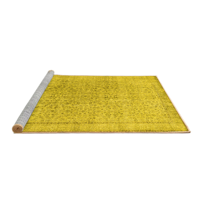 Sideview of Machine Washable Persian Yellow Traditional Rug, wshtr2461yw