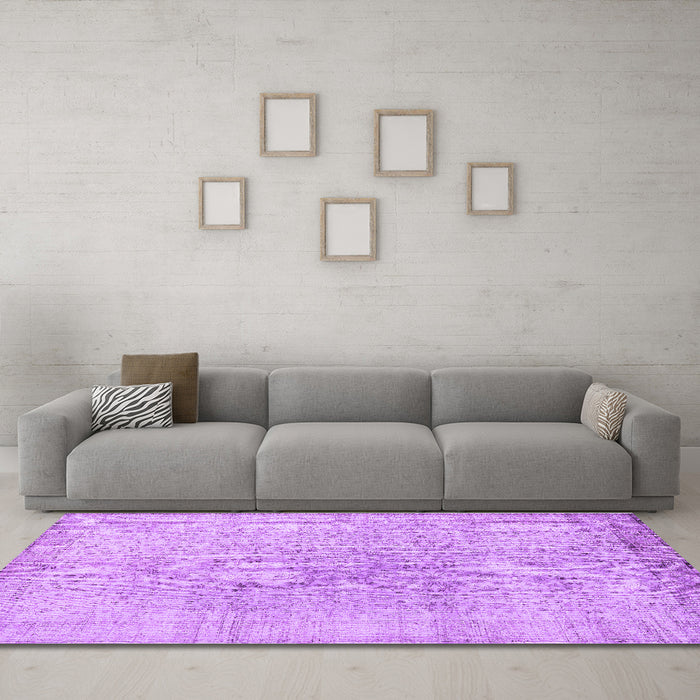 Machine Washable Persian Purple Traditional Area Rugs in a Living Room, wshtr2461pur