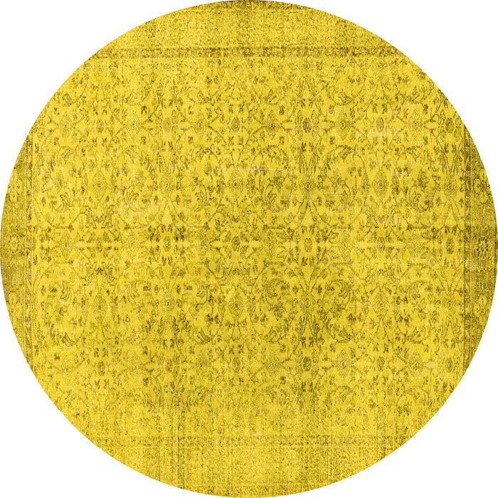 Round Machine Washable Persian Yellow Traditional Rug, wshtr2461yw