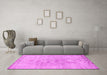 Machine Washable Persian Pink Traditional Rug in a Living Room, wshtr2461pnk