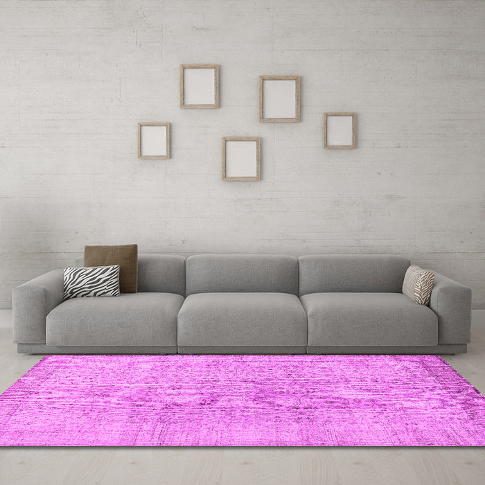 Machine Washable Persian Pink Traditional Rug in a Living Room, wshtr2461pnk
