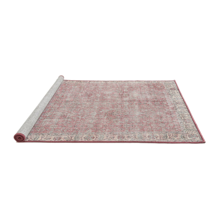 Sideview of Machine Washable Traditional Rose G Pink Rug, wshtr2462