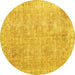 Round Persian Yellow Traditional Rug, tr2462yw